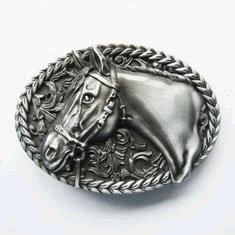 Western horse belt buckle silver