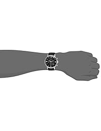 Bulova 96B262 - Reloj analógico de cuarzo para hombre (acero inoxidable, correa de cuero), color negro