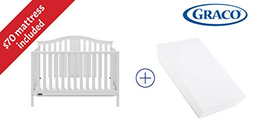 image for Storkcraft Graco Solano 4-in-1 Convertible Crib With Mattress, White, 