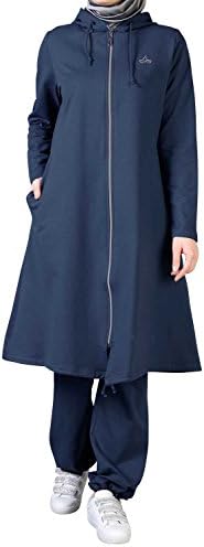 Nevvera Lilly, Women's Zippered Track Suit With Hoody For Hijabi Women (6, Light Royal)