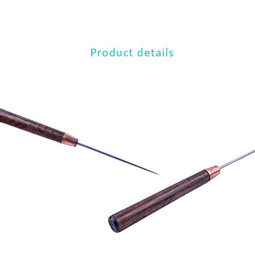ZLKSKER (Pack of 2) Leather Scratch Awl with Wooden Handle, Sewing Tailors Awl for Punch Stitching, DIY Handmade Leather Craft Repair Tools