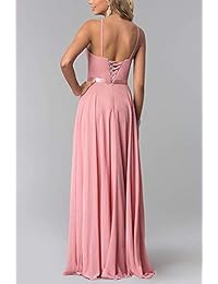 Vestidos de dama de honor largo halter gasa aline baile formal boda fiesta vestido de mujer