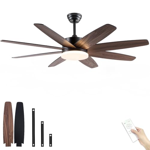 Modern 52 Inch Black Ceiling Fan with Lights