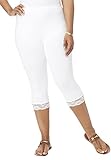 Roamans Women's Plus Size Lace Trim Capri