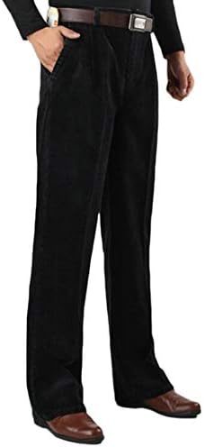 UUYUK Men Plus Size Khaki Outdoor Baggy Straight Corduroy Flat-Front Pants
