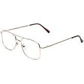 Calabria 8151 Square Pilot Metal Reading Glasses +0.75 Gold Men Women Designer Classic Trendy Readers Stylish Chic Eyeglass