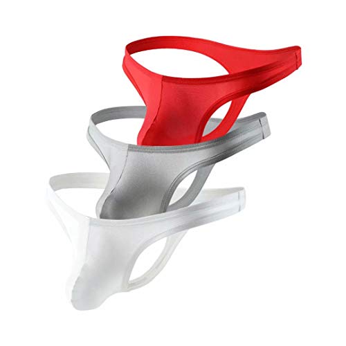 Pdbokew Mens G-String Underwear with Pouch Low Rise Bikini Thong Underwear 3Pack M