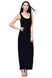 HIKA Women's Fashion Sleeveless Casual Long Maxi Tank Dress Large Black