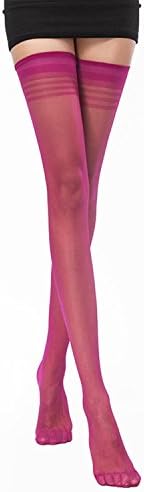 Solme Sexy Stockings Medias Compression Nylon Long Thigh High Stockings Thin Women Summer Lolita 5D 4 Colors 1Pair Rose 1Pair