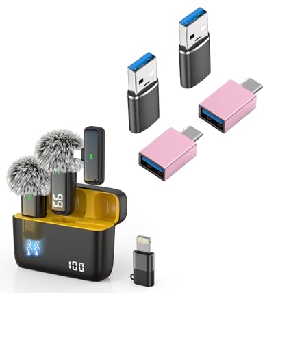 NPTCL 4 Pack OTG Adapter USB C to USB 3.2 Adapters for Wireless Lavalier Microphones for Phones and PC