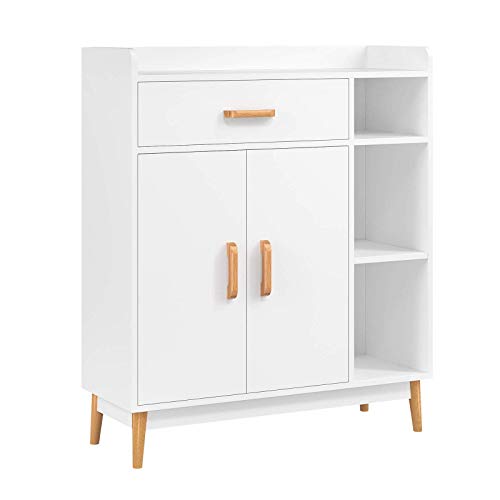 Homfa Sideboard Storage Cabinet Free Standing Cupboard Chest Room Display Unit Entryway Cabinet 1 Drawer 2 Doors 3 Shelves With Legs Decor Dining Furniture For Home White On Galleon Philippines