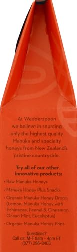 WEDDERSPOON ORGANIC MANUKA HONEY DROPS, GINGER & ECHINACEA, 20 COUNT (PACK OF 1) | GENUINE NEW ZEALAND HONEY | PERFECT REMEDY FOR DRY THROATS