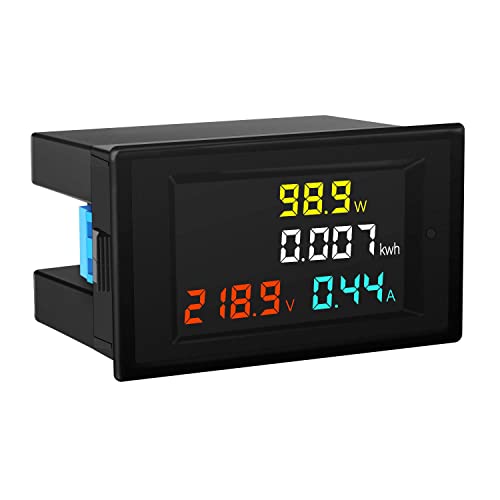 DROK AC Power Meter, AC 80300V 100A Voltage Current Color LCD Display Panel, Digital Voltmeter
