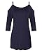 Styleword Women's Three-quarter Sleeves Off Shoulder Casual Shirt Tops(Navy,XL)