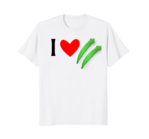 Mens I Love Okra Veggie Tshirt Medium White - Thumbnail 2