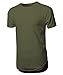 Hat and Beyond Mens Hipster Curve Hem Droptail Tee Premium Longline T Shirts (Medium, 1hc01_Military Green)