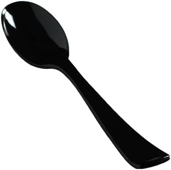 Plastic Serving Spoons ~ Reusable - Black - 10" (25cm) - Pack of 5