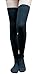 AM Landen Elegant Extra Long and Wide Women's Black Cotton Thigh High Socks Over Knee Socks