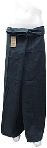Dark Gray Yoga Massage Wrap Trousers Fisherman Pants Unique for Women & Men, Northern Thai Style