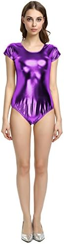 WOLF UNITARD Leotard Shiny Metallic Swimsuit One Piece Bodysuit