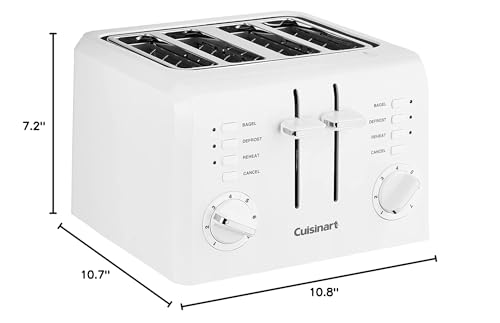 CUISINART 4-SLICE COMPACT PLASTIC TOASTER, WHITE, CPT-142P1