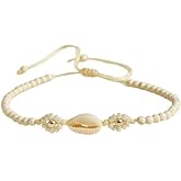 Shell Anklet for Women, Natural Cowrie Seashell Adjustable Waterproof Beaded Ankle Bracelet, Blue Turquoise Aqua Beads, Boho Beach Summer Hawaiian, Handmade by Tribes