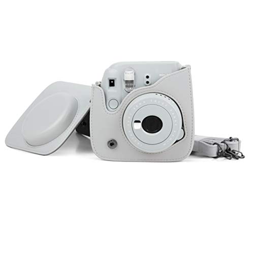 DKEnjoy Compatible Fuji Instax Mini 8/8+/9, PU Leather Camera Case Bag with Adjustable Strap for Fujifilm Instax Mini 8/8+/9 Instant Film Camera (Gray)