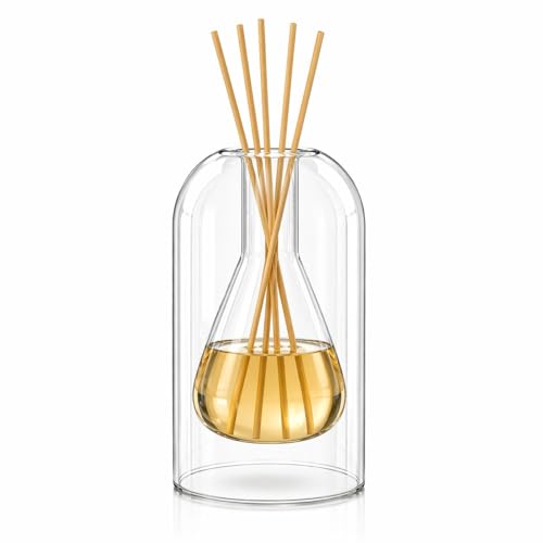 Difusor de Aromas em Vidro Duplo Elegante – Design Moderno Decorativo – Ideal para Aromatizador de Ambiente, Casa, Escritório e Sala (Frasco Cônico)