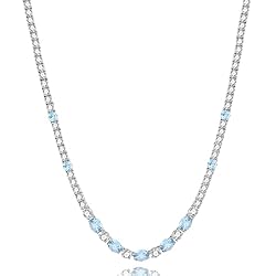 FANCIME Sterling Silver Created Aquamarine Tennis