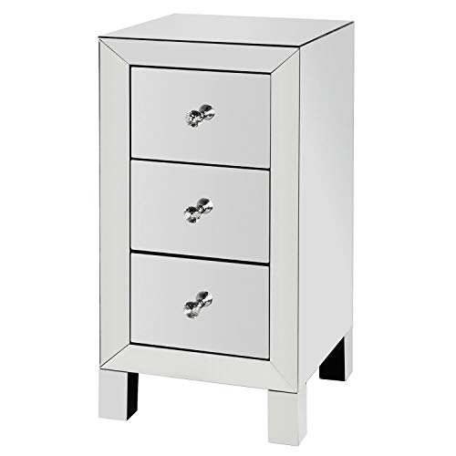 Adsada 3 Drawer Mirrored End Table Modern Style Nightstand