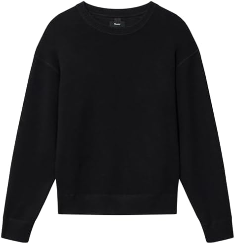 Theory Mens Riland Crewneck Grid in Light Bilen Black X-Small at