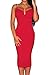 ZKESS Women's Sleeveless Plunging V Neck Cocktail Bodycon Dress S Size Red