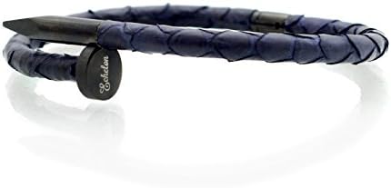 Navy Blue Python Leather Stainless Steel Nail Bracelet
