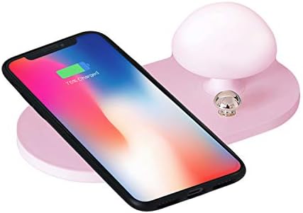 mono living Wireless Charger Station Pad Mushroom Night Light Fast for Iphone 8 Xs XR X 8Plus Samsung Qi Device Birthday Surprise Gift for Her Couple Girlfriend Mother Daughter Sister Pink