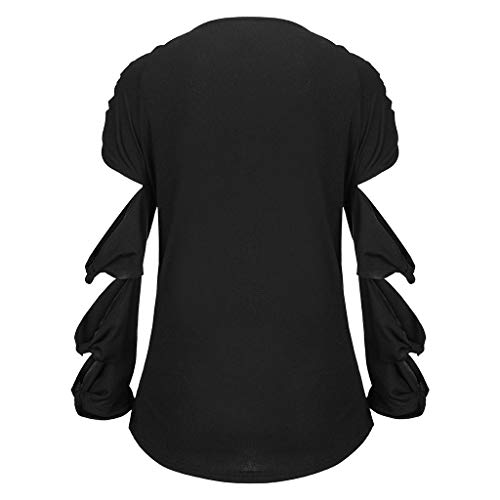 image for HimTak Fashion Women's Large Size Bow Cut Sleeves v-Neck Solid Color S