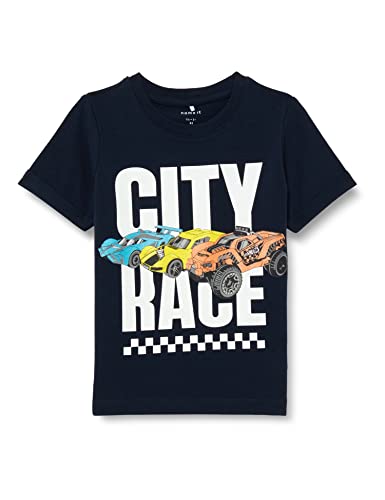 NAME IT NMMHOTWHEELS Memphis SS Top VDE Camiseta, Dark Sapphire, 92 para Niños