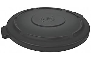MOLLIFII 32 gal Flat Trash Can Lid, 22 1/4 in W/Dia, Black, Resin, 0 Openings, Mfr: 1867532-A