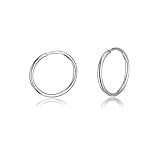 Sterling Silver Small Endless Hoop Earrings for Cartilage, Nose or Lips, 8mm 10mm 12mm 14mm