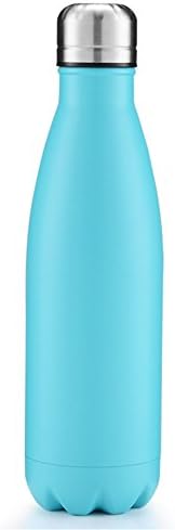 OJESS Water Bottle Double-walled Stainless Steel Sports Bottle Camping Travel Mug Healthy Drinks Hot 500 ml -17OZ BPA Free (Skyblue)