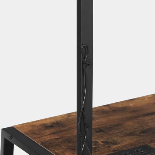 HOOBRO Mobile TV Stand Cart, 3 Tier Floor TV Cart with Wheels, Rolling TV Stand for Living Room, Height Adjustable Rolling TV Storage for Bedroom, Office, Rustic Brown and Black EBF66KDS01