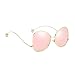 BVAGSS Oversized Round sunglasses,Mirrored Circle Glasses WS019 (Gold Frame, Pink Lens)