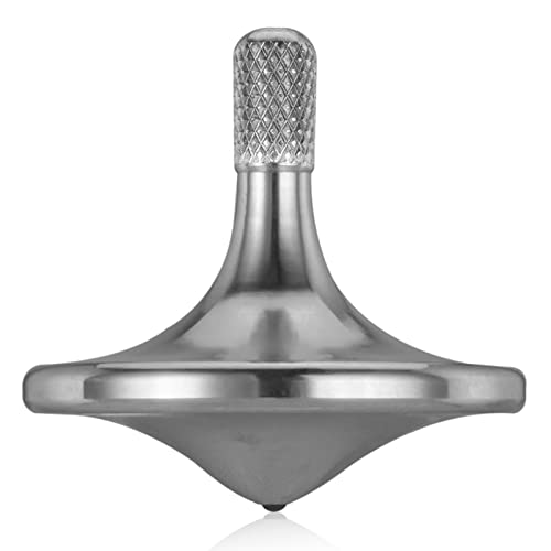 Precision Metal Spinning Top, Spin Smooth for A Long Time, Best Spin Time Over 8 Minutes, Perfect Balance Well Made EDC Desktop Gyro Toys for Adults | Unique Gift (Silver)