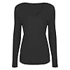 Vrouwen dames effen slim fit lange mouw V-hals t-shirt top