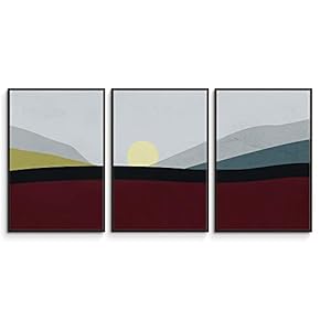 3 Piece Framed Canvas Wall Art Abstract Mountain Canvas Prints Home Artwork Decoration for Living Room,Bedroom - 16"x24"x3 Panels