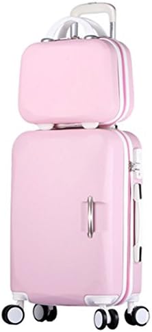 Songren Unisex Travel Luggage with Cosmetic Bag 2PCS Set ABS Suitcase Sets - 20 Inch Pink