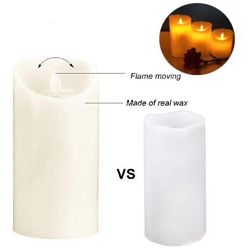 Candele LED Gr4tec Set di 3 Candele a LED Senza Fiamma in Vera Cela con Telecomando e Timer Luce Decorativa Alimentazione dalle 3 Pile AAA Decorazioni per Natale Feste Matrimonio Compleanno