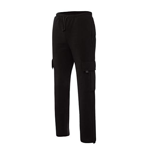 AgrinTol Mens Sports Pants, Men's Splicing Overalls Casual Pocket Sport Work Casual Trouser Pants Black - Thumbnail 5