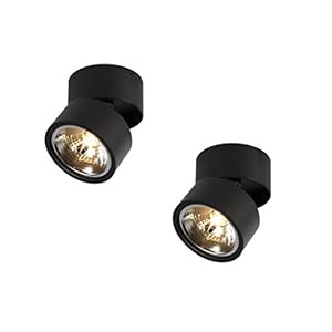 QAZQA Industrieel Set van 2 spots zwart verstelbaar – Go Nine Tubo Aluminium Rond Geschikt voor LED Max. 2 x 40 Watt