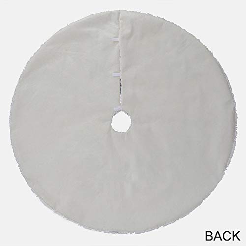GMOEGEFT 48 Inches Faux Fur Christmas Tree Skirt with Sparkly Silver Snowflakes Sequins, Xmas Tree Holiday Decoration