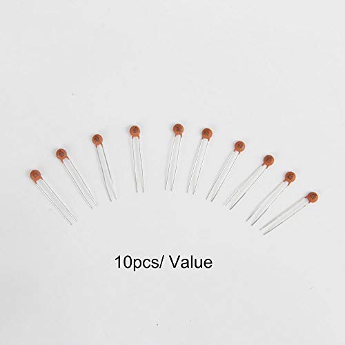 Oak-Pine 300pcs 30 Values 2pf-0.1UF Ceramic Capacitor Set, DIP Monolithic Multilayer Ceramic Chip Capacitors Assortment Kit
